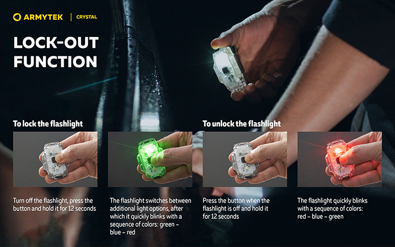 Lampe Armytek Crystal RGB – 200 Lumens Blanc + Rouge/Bleu/Vert Armytek