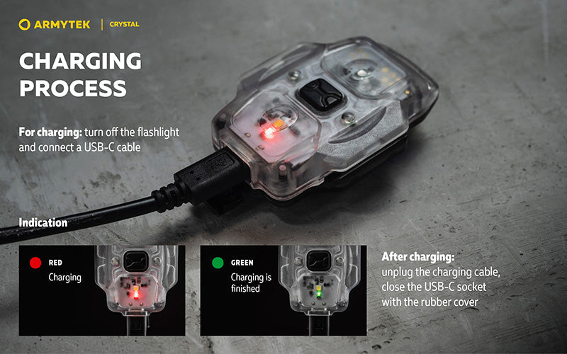 Lampe Armytek Crystal RGB – 200 Lumens Blanc + Rouge/Bleu/Vert Armytek