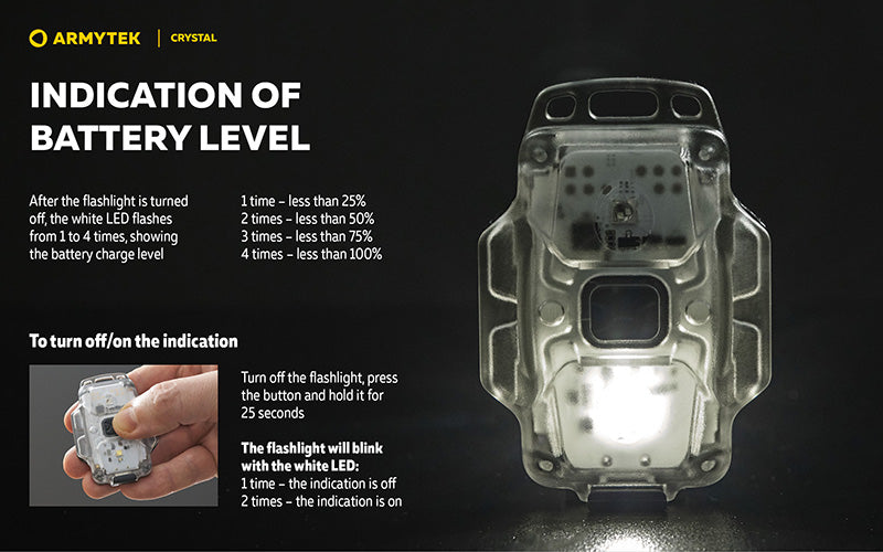 Lampe Armytek Crystal RGB – 200 Lumens Blanc + Rouge/Bleu/Vert Armytek