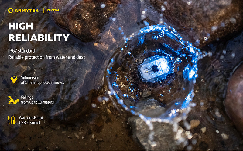 Lampe Armytek Crystal RGB – 200 Lumens Blanc + Rouge/Bleu/Vert Armytek