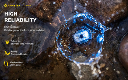 Lampe Armytek Crystal RGB – 200 Lumens Blanc + Rouge/Bleu/Vert Armytek