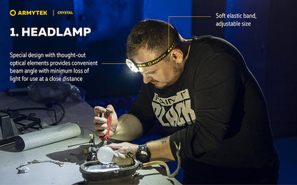 Lampe Armytek Crystal RGB – 200 Lumens Blanc + Rouge/Bleu/Vert Armytek