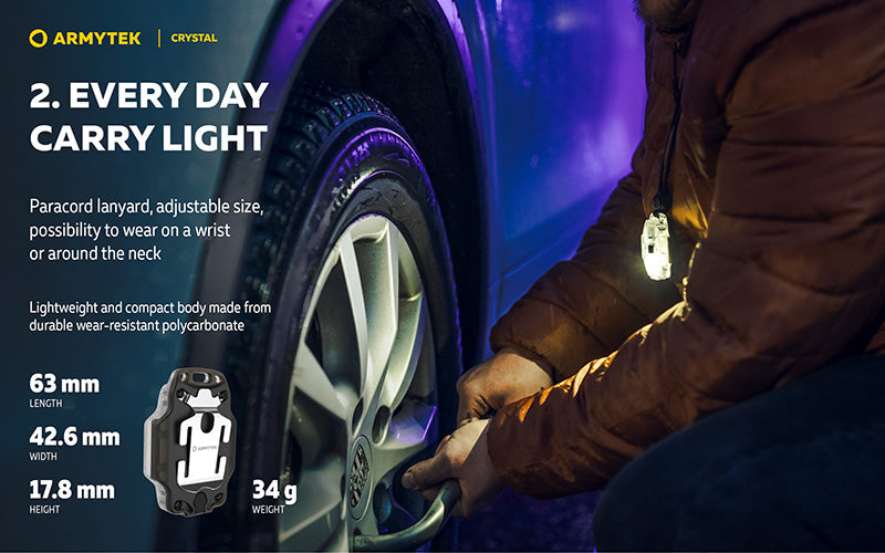 Lampe Armytek Crystal RGB – 200 Lumens Blanc + Rouge/Bleu/Vert Armytek