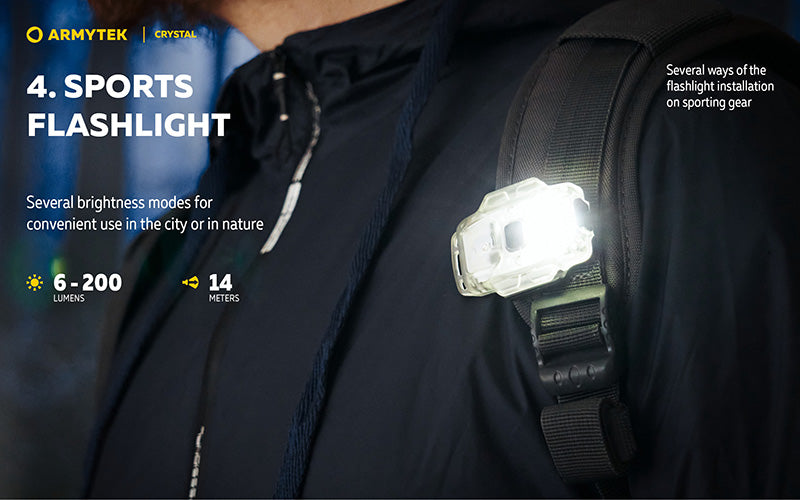 Lampe Armytek Crystal RGB – 200 Lumens Blanc + Rouge/Bleu/Vert Armytek