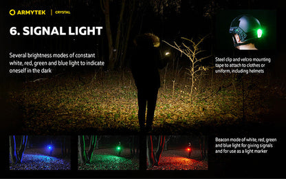 Lampe Armytek Crystal RGB – 200 Lumens Blanc + Rouge/Bleu/Vert Armytek