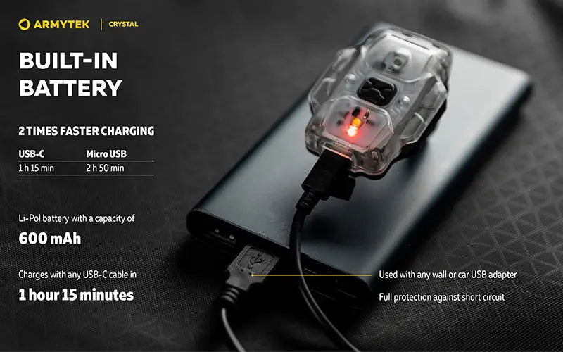 Lampe Armytek Crystal RGB – 200 Lumens Blanc + Rouge/Bleu/Vert  NYCTALOPE  