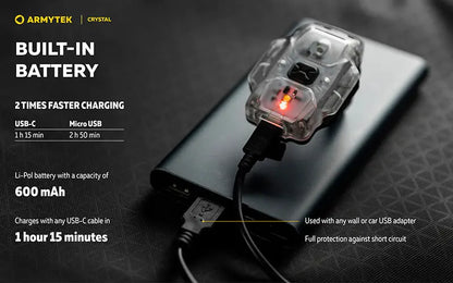 Lampe Armytek Crystal RGB – 200 Lumens Blanc + Rouge/Bleu/Vert  NYCTALOPE  