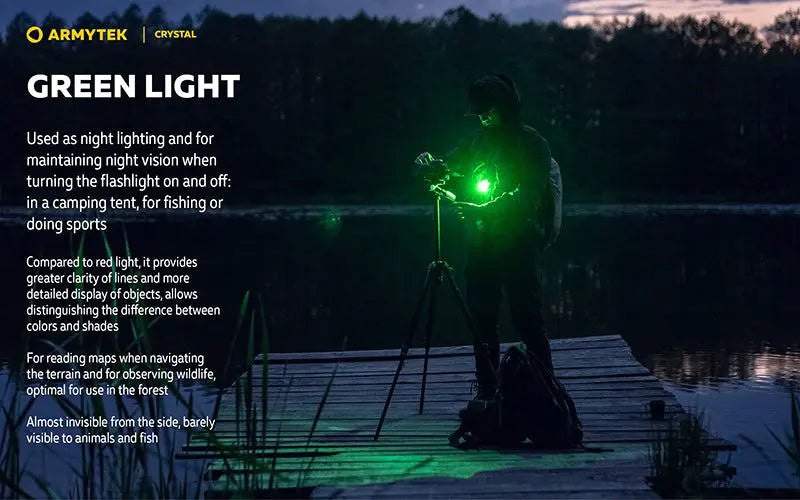Lampe Armytek Crystal RGB – 200 Lumens Blanc + Rouge/Bleu/Vert  NYCTALOPE  