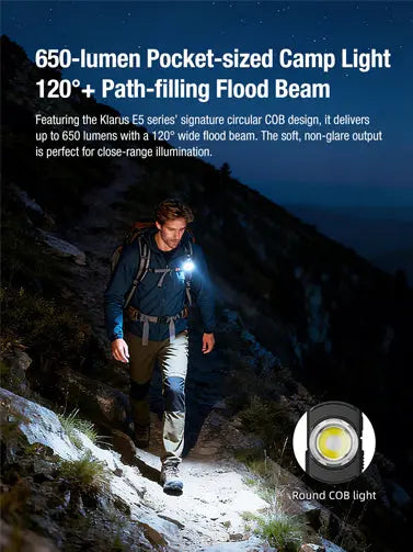 Lampe EDC ultra-fine Klarus E5 Ultra – Triple source lumineuse – 800 lumens  NYCTALOPE  