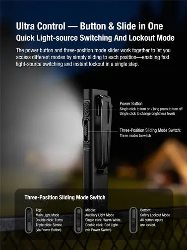 Lampe EDC ultra-fine Klarus E5 Ultra – Triple source lumineuse – 800 lumens  NYCTALOPE  