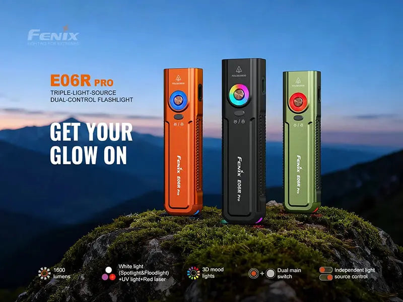 Lampe Fenix E06R Pro 1600 Lumens - Triple Source Lumineuse - UV + Laser Rouge - Anneau 3D - Rechargeable USB-C - NYCTALOPE