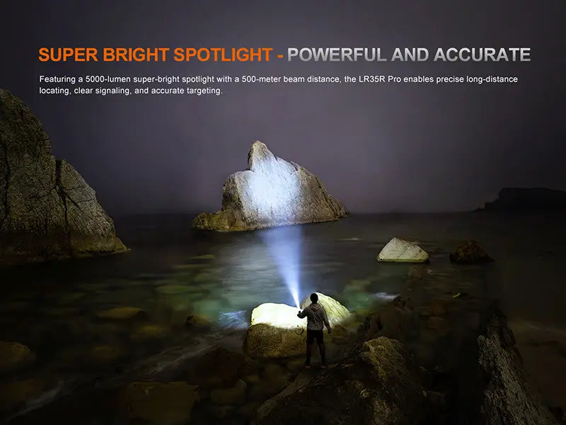 Lampe Fenix LR35R Pro 10 000Lumens - UV 365nm - Projecteur - Brise-vitre - Powerbank  NYCTALOPE  