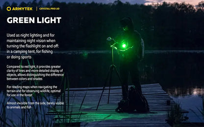 Lampe Frontale Armytek Crystal PRO 3D – 210 Lumens - Lumière Blanche/Rouge/Verte/Bleue - Fonction Feu de Freinage - Accéléromètre  NYCTALOPE  