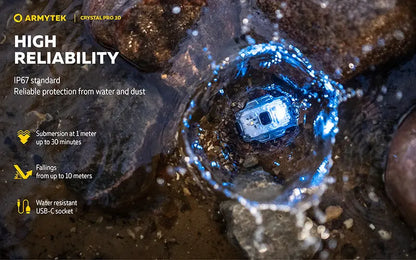 Lampe Frontale Armytek Crystal PRO 3D – 210 Lumens - Lumière Blanche/Rouge/Verte/Bleue - Fonction Feu de Freinage - Accéléromètre  NYCTALOPE  