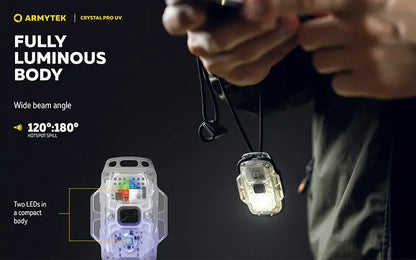 Lampe Frontale Armytek Crystal PRO UV – 200 Lumens - Lumière Blanche/Rouge/Verte/Bleu/UV  NYCTALOPE  