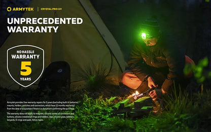 Lampe Frontale Armytek Crystal PRO UV – 200 Lumens - Lumière Blanche/Rouge/Verte/Bleu/UV  NYCTALOPE  