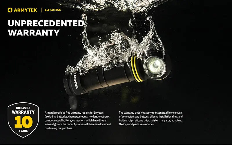 Lampe Frontale Armytek Elf C2 Max 4500 Lumens - Faisceau Large 150° - 4 en 1 - Rechargeable USB-C  NYCTALOPE  
