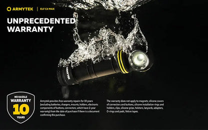 Lampe Frontale Armytek Elf C2 Max 4500 Lumens - Faisceau Large 150° - 4 en 1 - Rechargeable USB-C  NYCTALOPE  