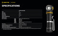 Lampe Frontale Armytek Elf C2 Max 4500 Lumens - Faisceau Large 150° - 4 en 1 - Rechargeable USB-C  NYCTALOPE  