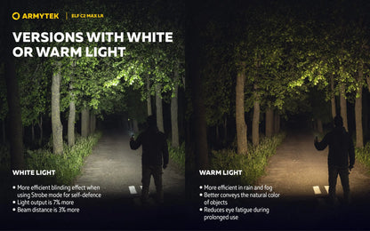 Lampe Frontale Armytek Elf C2 Max LR 4500 Lumens - Portée 235m Longue Distance - 4 en 1 - Rechargeable USB-C  NYCTALOPE  