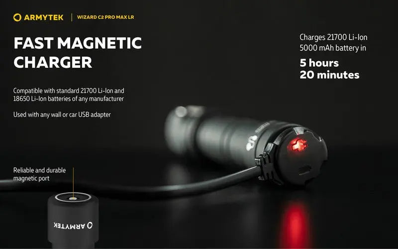 Lampe Frontale Armytek Wizard C2 PRO MAX LR Magnet USB 4150/3870 Lumens  NYCTALOPE  