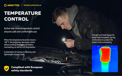 Lampe Frontale Armytek Wizard C2 PRO MAX LR Magnet USB 4150/3870 Lumens  NYCTALOPE  