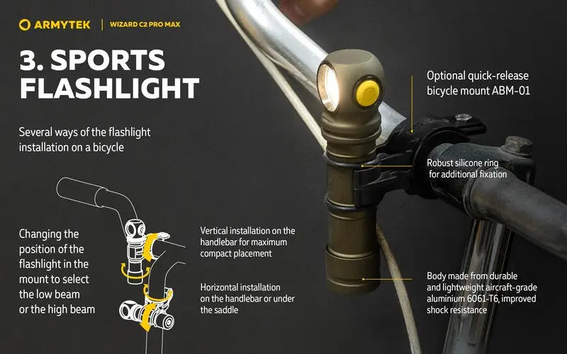 Lampe Frontale Armytek Wizard C2 PRO MAX OLIVE Magnet USB 4000 Lumens - rechargeable en USB  NYCTALOPE  
