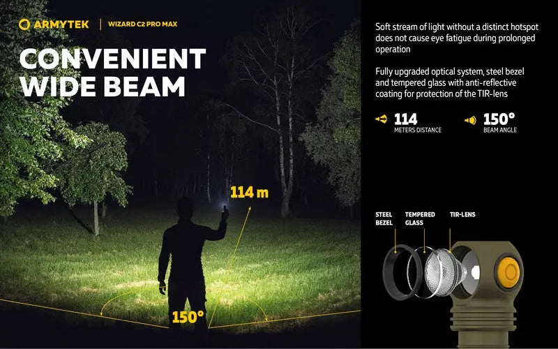 Lampe Frontale Armytek Wizard C2 PRO MAX OLIVE Magnet USB 4000 Lumens - rechargeable en USB  NYCTALOPE  