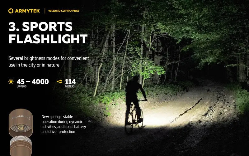 Lampe Frontale Armytek Wizard C2 PRO MAX SAND Magnet USB 4000 Lumens - rechargeable en USB  NYCTALOPE  