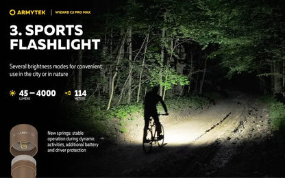 Lampe Frontale Armytek Wizard C2 PRO MAX SAND Magnet USB 4000 Lumens - rechargeable en USB  NYCTALOPE  