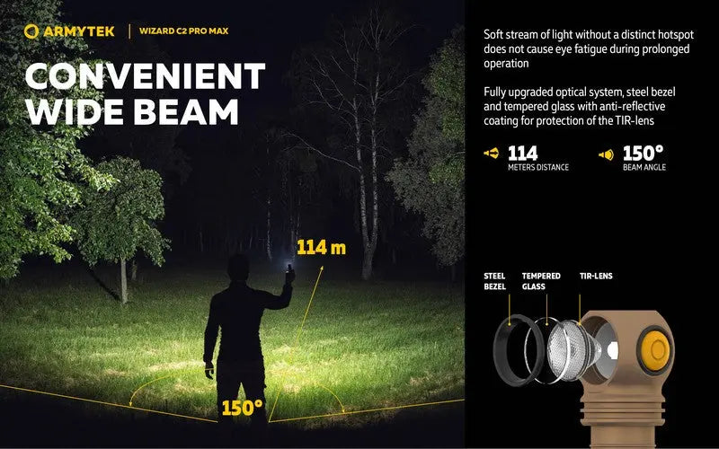 Lampe Frontale Armytek Wizard C2 PRO MAX SAND Magnet USB 4000 Lumens - rechargeable en USB  NYCTALOPE  