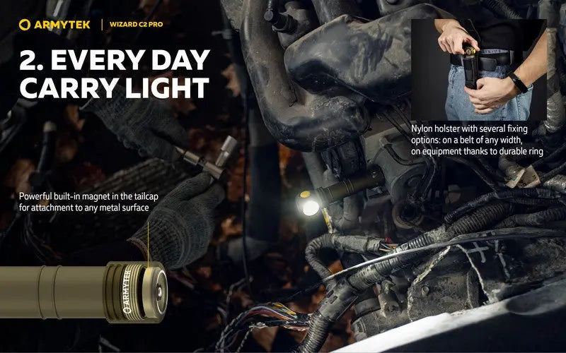 Lampe Frontale Armytek Wizard C2 PRO OLIVE Magnet USB 2500 Lumens  NYCTALOPE  