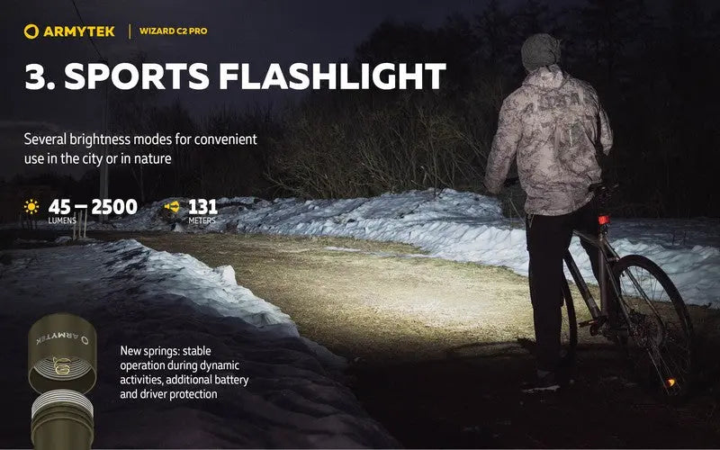 Lampe Frontale Armytek Wizard C2 PRO OLIVE Magnet USB 2500 Lumens  NYCTALOPE  