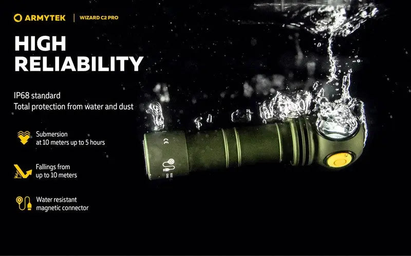 Lampe Frontale Armytek Wizard C2 PRO OLIVE Magnet USB 2500 Lumens  NYCTALOPE  