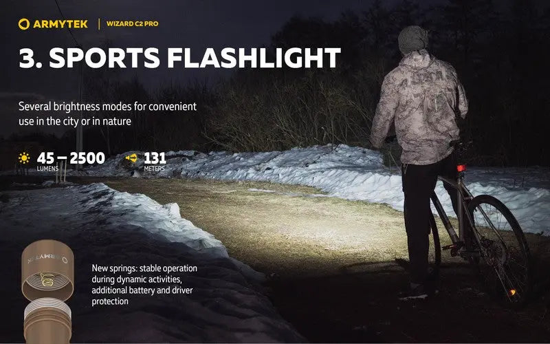 Lampe Frontale Armytek Wizard C2 PRO SAND Magnet USB 2500 Lumens  NYCTALOPE  