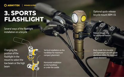 Lampe Frontale Armytek Wizard C2 PRO SAND Magnet USB 2500 Lumens  NYCTALOPE  