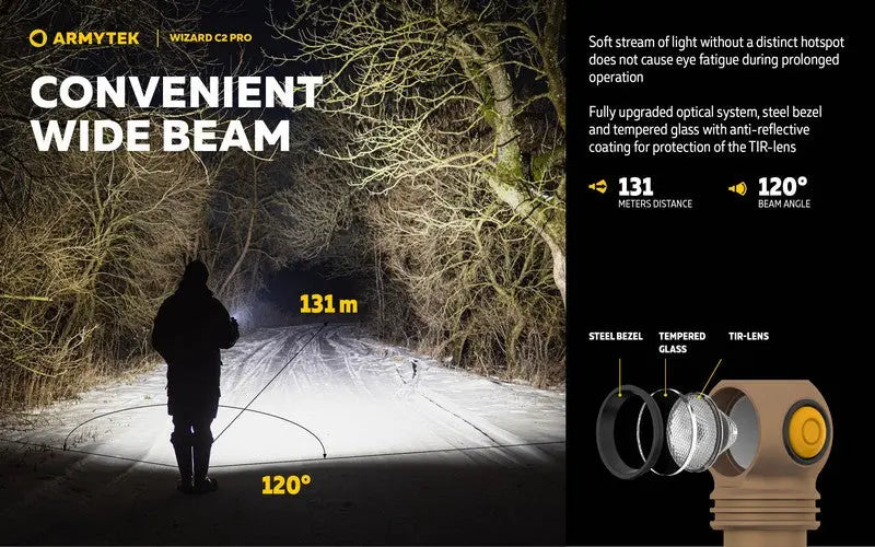 Lampe Frontale Armytek Wizard C2 PRO SAND Magnet USB 2500 Lumens  NYCTALOPE  