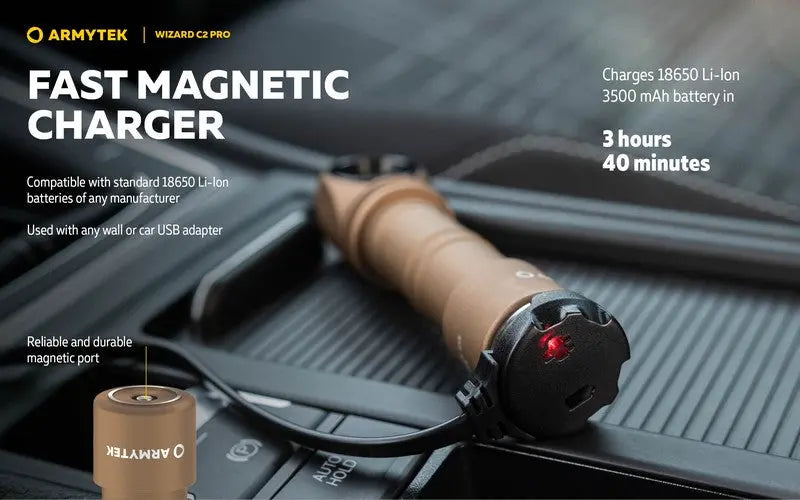 Lampe Frontale Armytek Wizard C2 PRO SAND Magnet USB 2500 Lumens  NYCTALOPE  