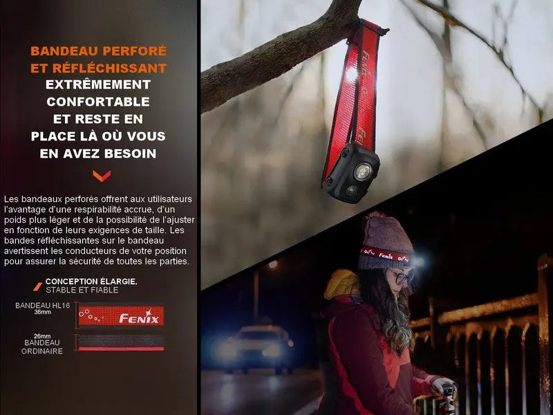 Lampe Frontale Fenix HL16 – 450 Lumens  NYCTALOPE  