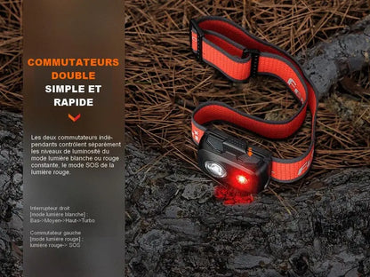 Lampe Frontale Fenix HL16 – 450 Lumens  NYCTALOPE  