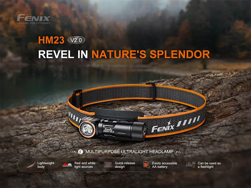 Lampe Frontale Fenix HM23 V2.0 300 Lumens - Polyvalente - Ultra légère - NYCTALOPE