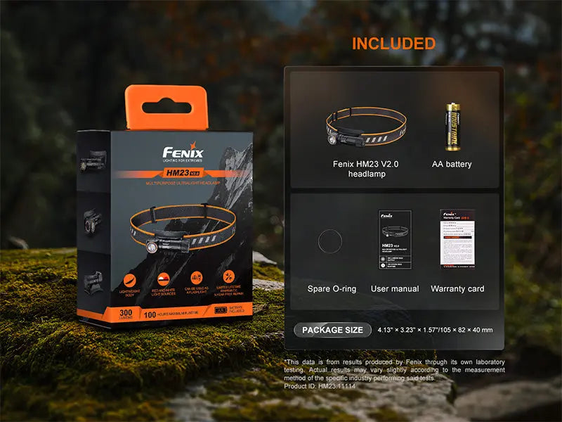 Lampe Frontale Fenix HM23 V2.0 300 Lumens - Polyvalente - Ultra légère - NYCTALOPE