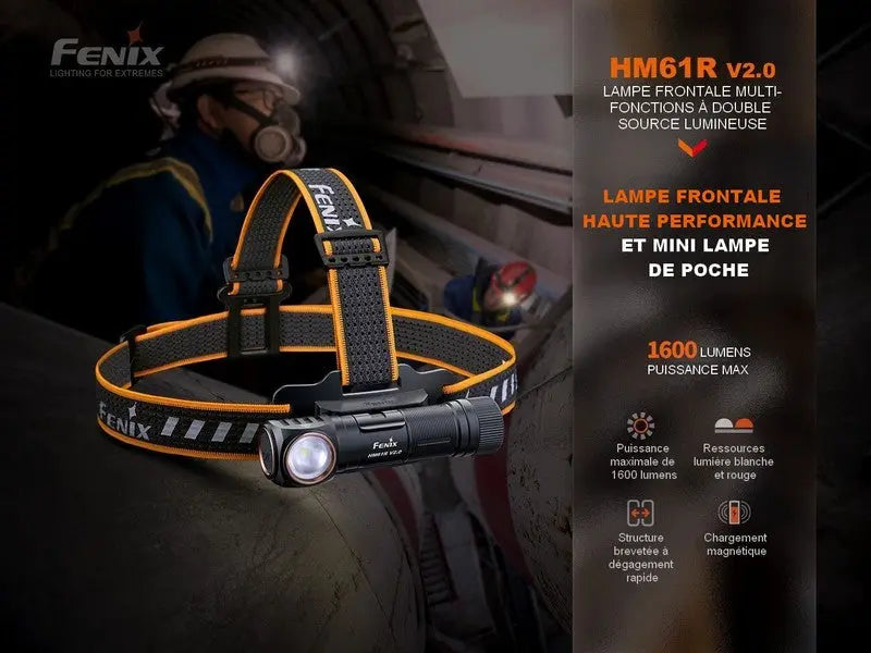 Lampe Frontale Fenix HM61R V2.0 – 1600 Lumens  NYCTALOPE  