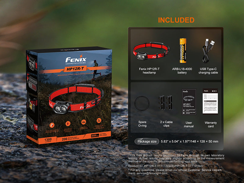Lampe Frontale Fenix HP12R-T 1300 Lumens - Trail Running - Triple Sources Lumineuses - USB-C Fenix