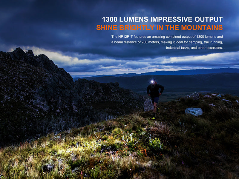 Lampe Frontale Fenix HP12R-T 1300 Lumens - Trail Running - Triple Sources Lumineuses - USB-C Fenix