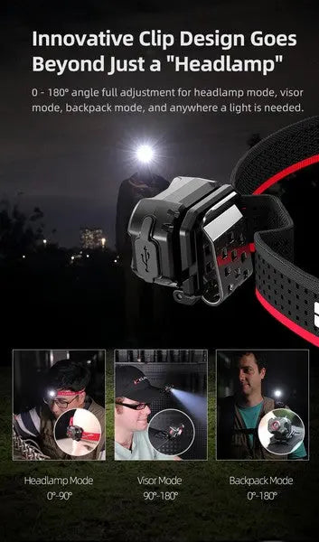 Lampe Frontale Klarus HM3 - 670 Lumens - Lumière rouge - rechargeable - Ultra légère  NYCTALOPE  