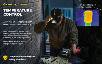 Lampe Frontale Armytek Elf C2 Max 4500 Lumens - Faisceau Large 150° - 4 en 1 - Rechargeable USB-C
