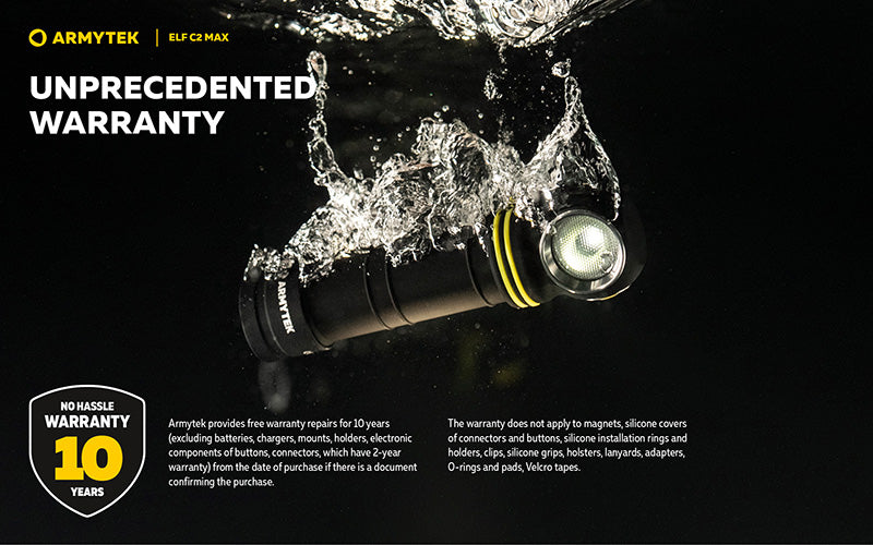 Lampe Frontale Armytek Elf C2 Max 4500 Lumens - Faisceau Large 150° - 4 en 1 - Rechargeable USB-C