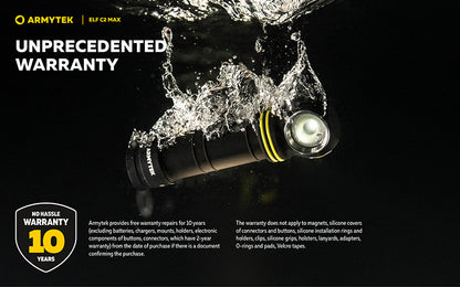 Lampe Frontale Armytek Elf C2 Max 4500 Lumens - Faisceau Large 150° - 4 en 1 - Rechargeable USB-C