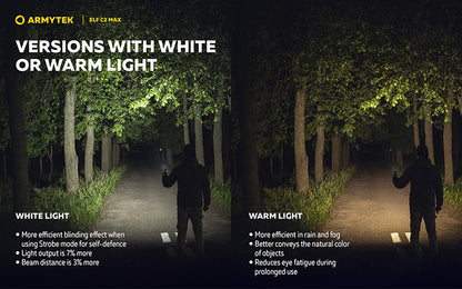 Lampe Frontale Armytek Elf C2 Max 4500 Lumens - Faisceau Large 150° - 4 en 1 - Rechargeable USB-C